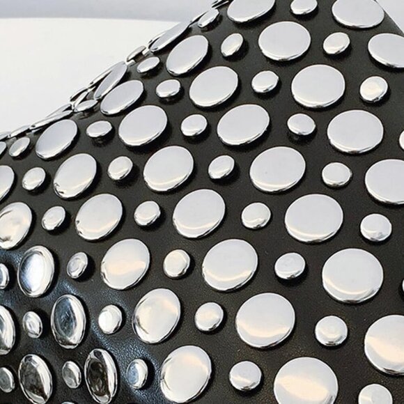 Women's PU Leather Studded Shoulder Bag Tote Purse Hobo Crossbody - Picture 7 of 7